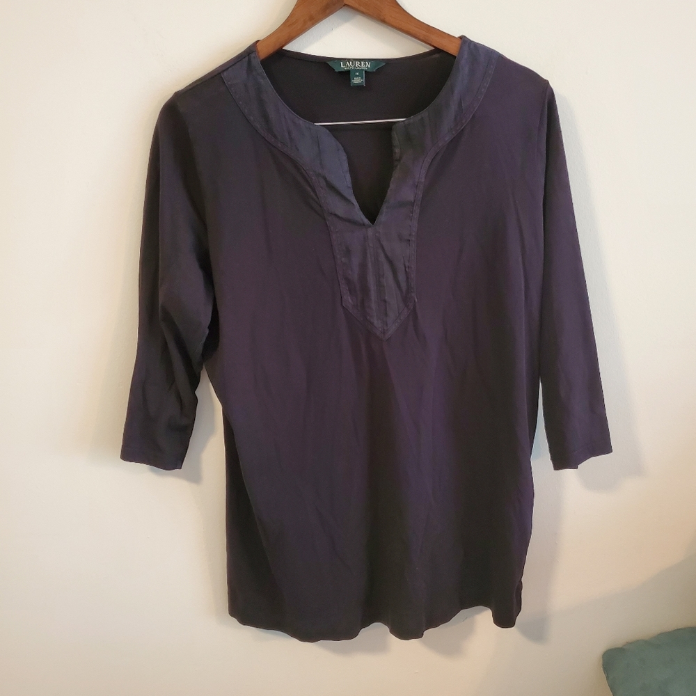 Lauren Ralph Lauren designer 100% cotton blouse black neutral size 1X